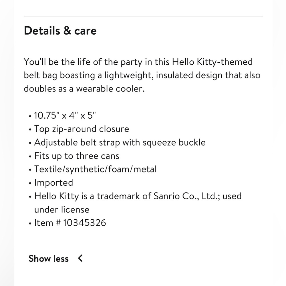 Hello Kitty NWT Cooler Belt Bag, insulated interior - Picture 4 of 7